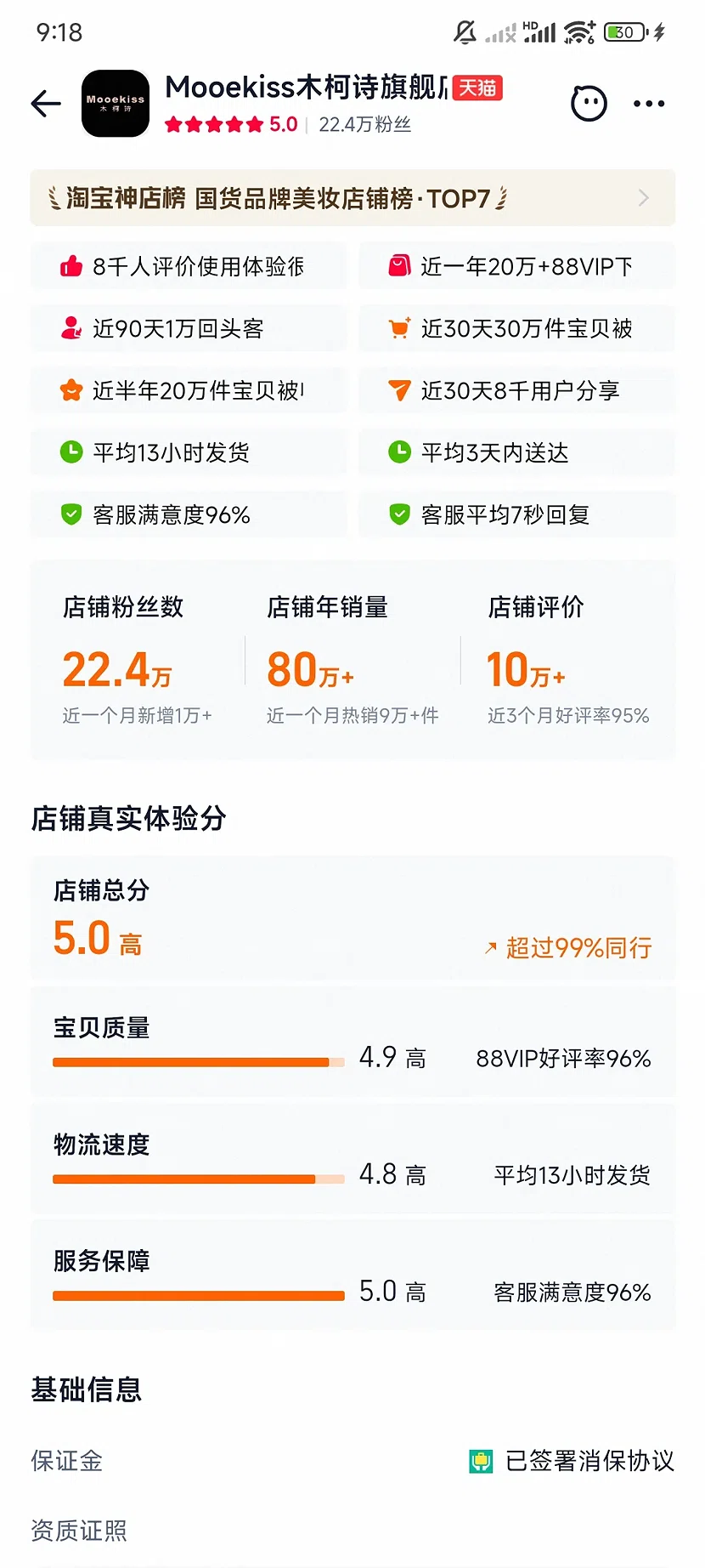 天猫Mooekiss木柯诗官方旗舰店,5.0分,22.4万粉丝