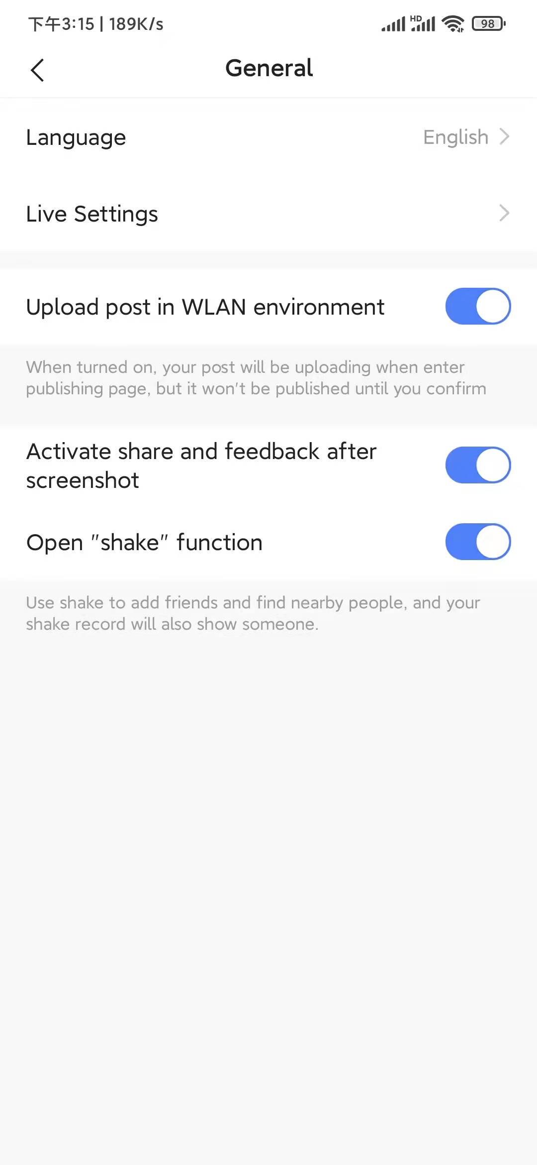 快手极速版页面怎么全是英文