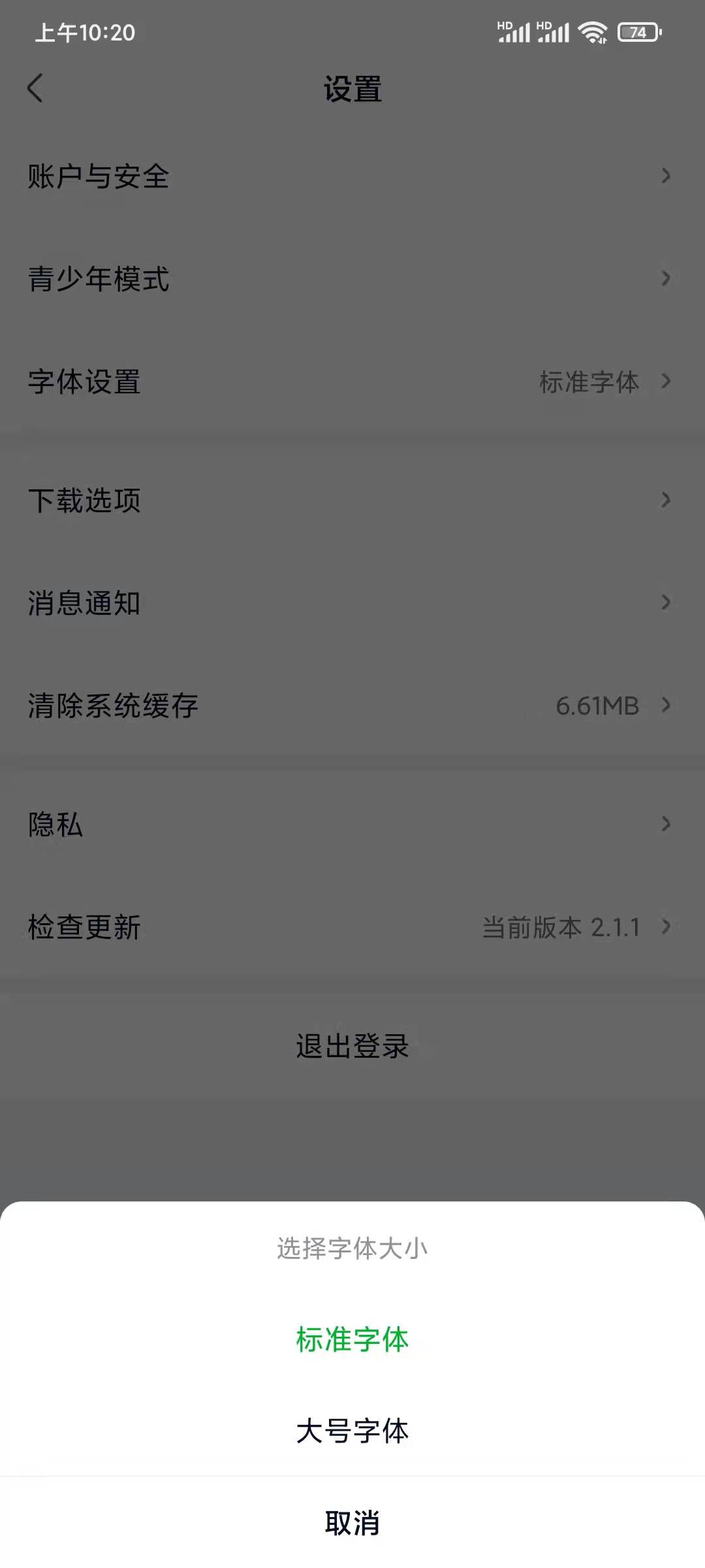 爱奇艺极速版放大字体