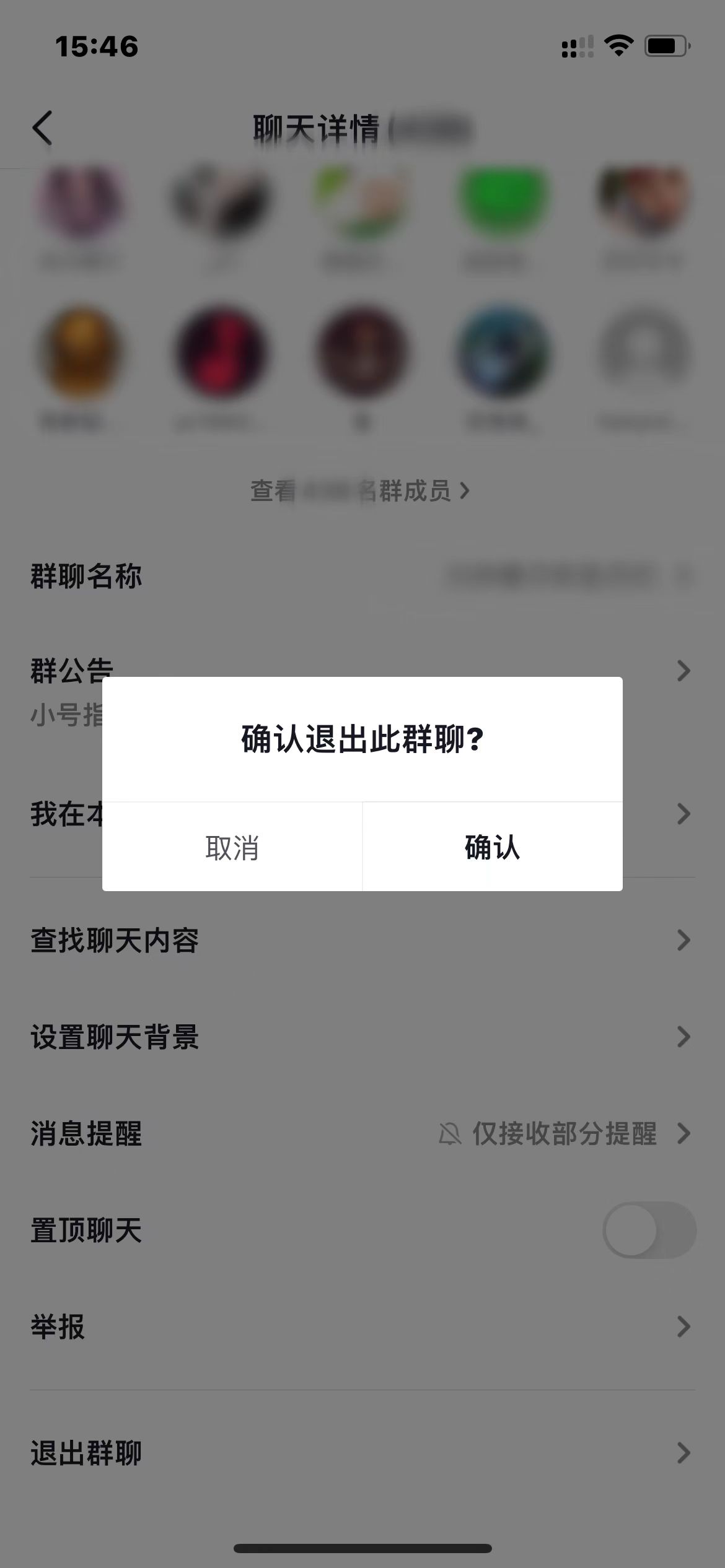 抖音极速版在聊天详情退群