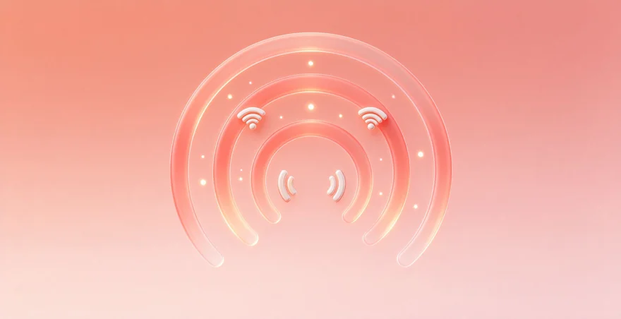 iPhone 18 Pro Max无线连接信号波纹3D动画插画